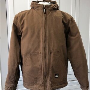 Bernie Men’s Highland Washed Cotton Duck Hooded Jacket | Large Tall | Brown